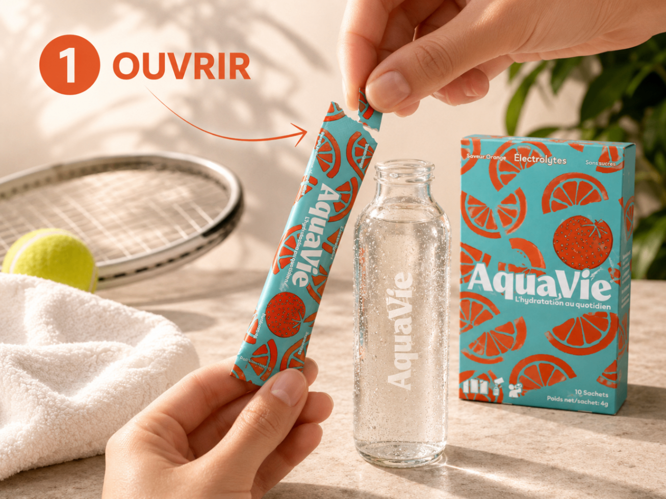 Ouvrir un sachet AquaVie 4g